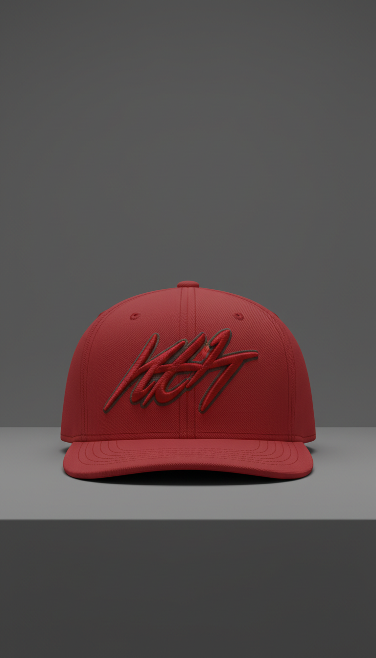 Red Embroidered Snapback Cap