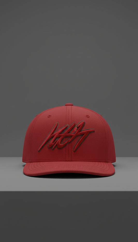 Red Embroidered Snapback Cap