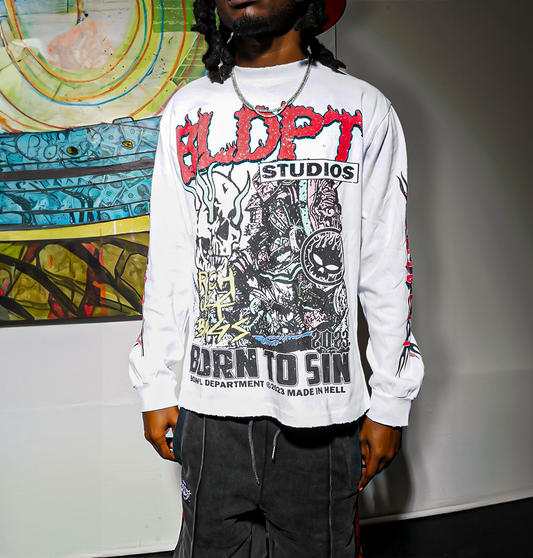 Rich off bags long sleeve (White)